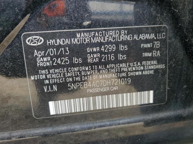 2013 Hyundai Sonata Gls VIN: 5NPEB4AC7DH721019 Lot: 52841424