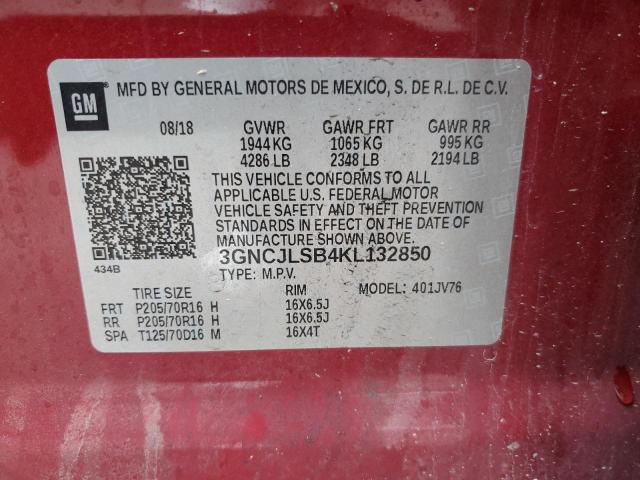 2019 CHEVROLET TRAX 1LT - 3GNCJLSB4KL132850