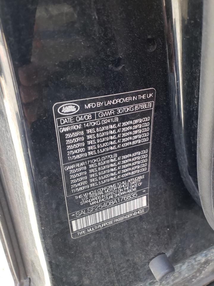 SALSF25408A176835 2008 Land Rover Range Rover Sport Hse