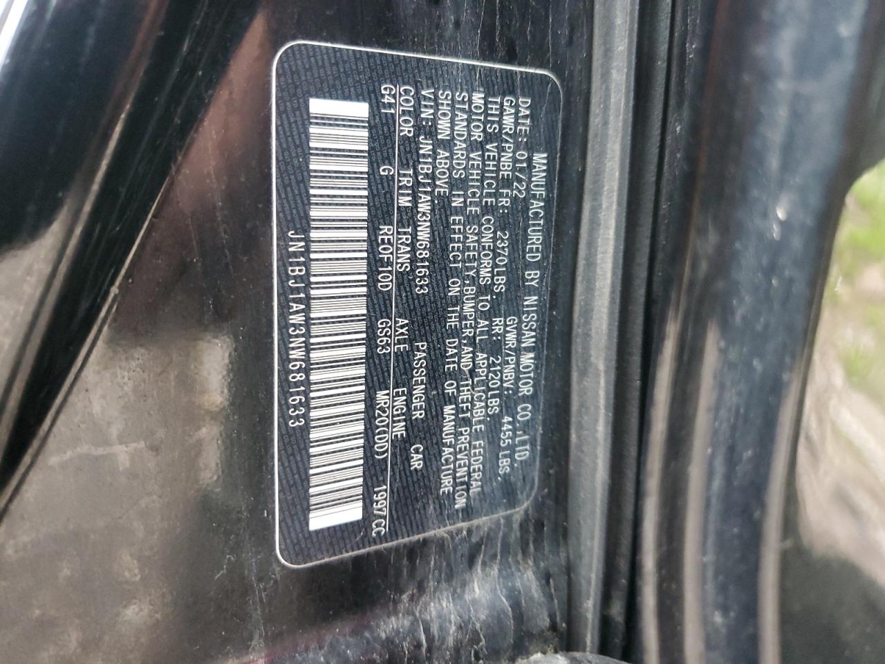 JN1BJ1AW3NW681633 2022 Nissan Rogue Sport S