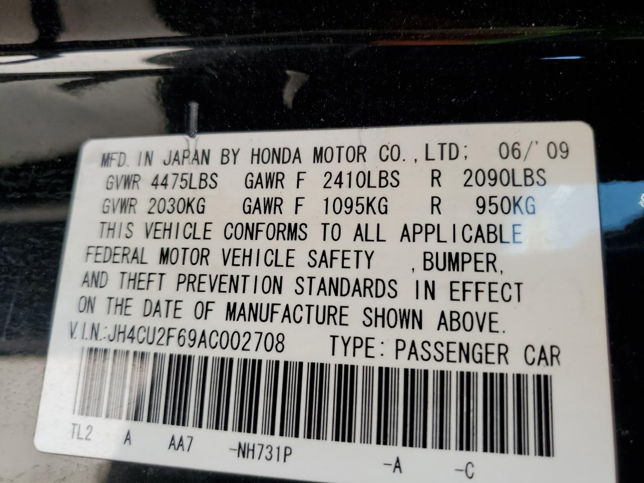 JH4CU2F69AC002708 2010 Acura Tsx