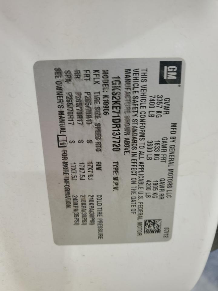 1GKS2KE71DR137720 2013 GMC Yukon Xl K1500 Slt