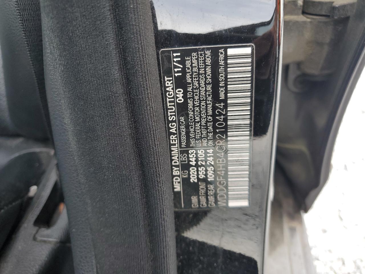 WDDGF4HB4CR210424 2012 Mercedes-Benz C 250