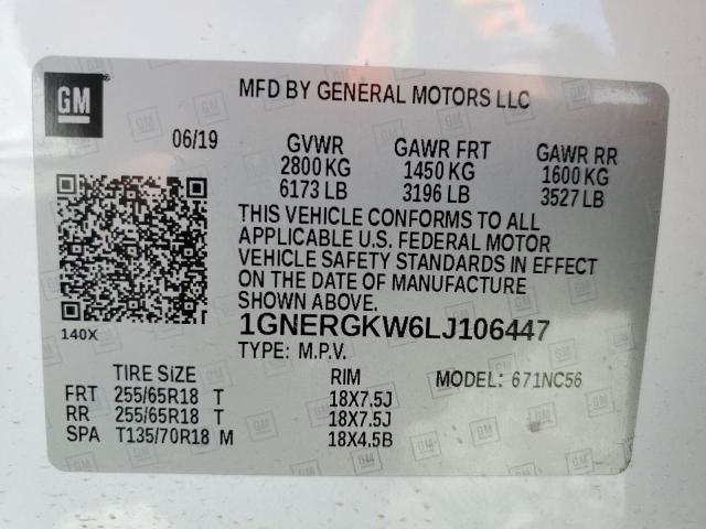 2020 CHEVROLET TRAVERSE L - 1GNERGKW6LJ106447