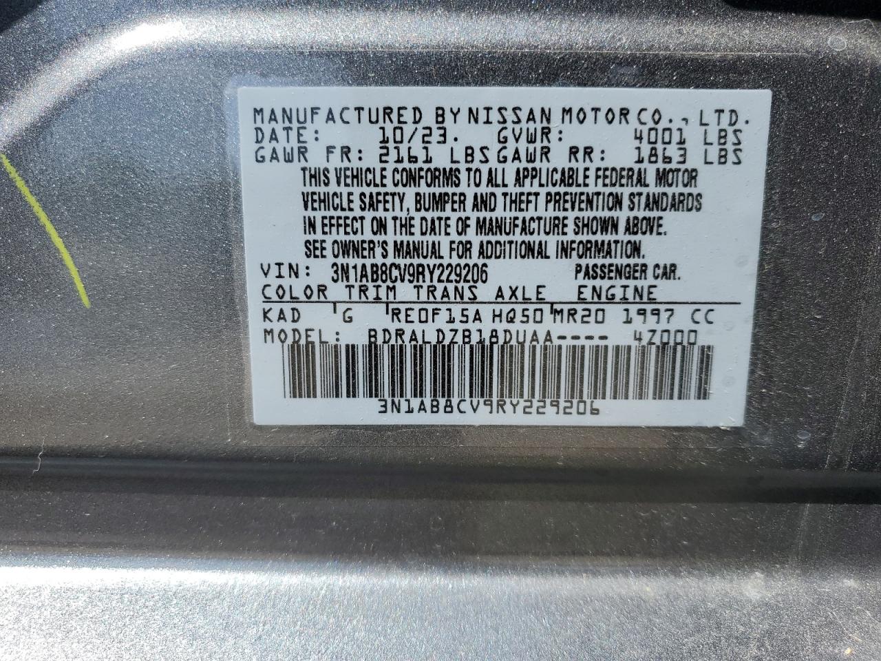 3N1AB8CV9RY229206 2024 Nissan Sentra Sv