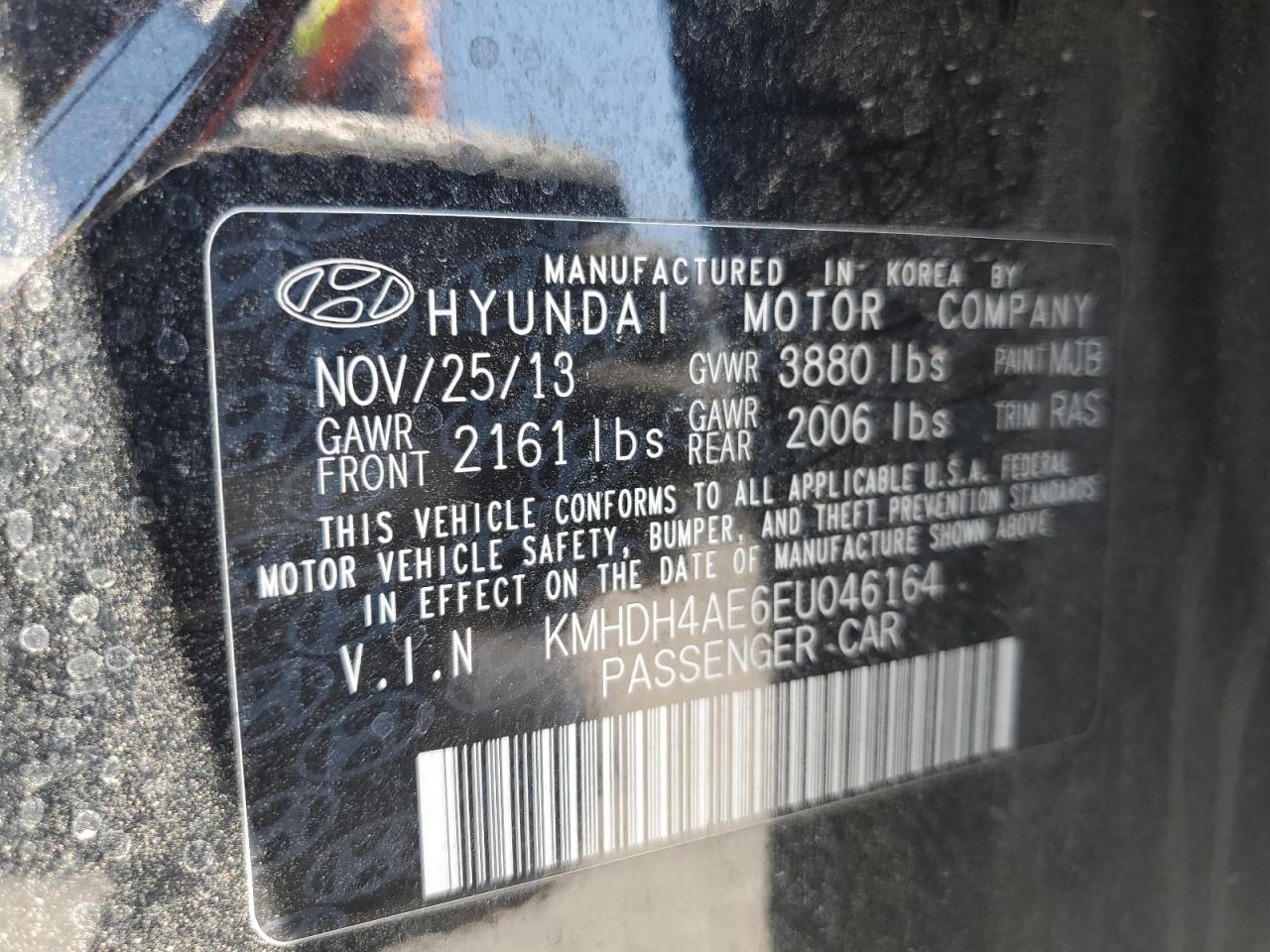 2014 Hyundai Elantra Se vin: KMHDH4AE6EU046164