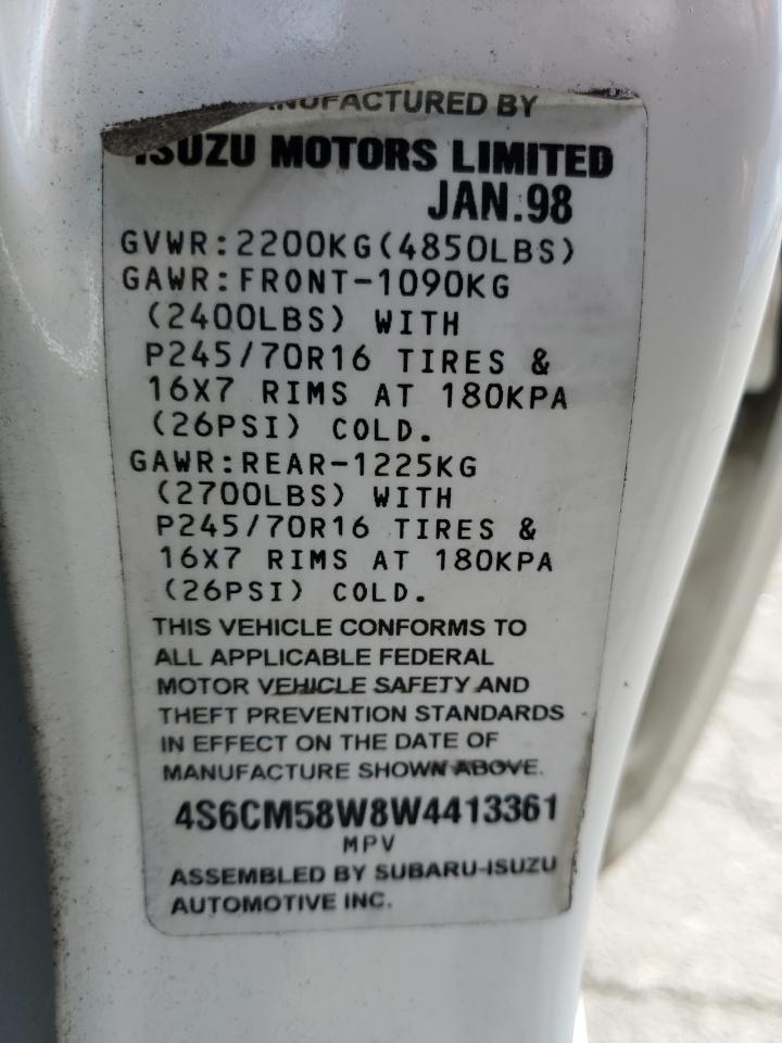 4s6cm58w8w4413361 4S6CM58W8W4413361 1998 Honda Passport Ex