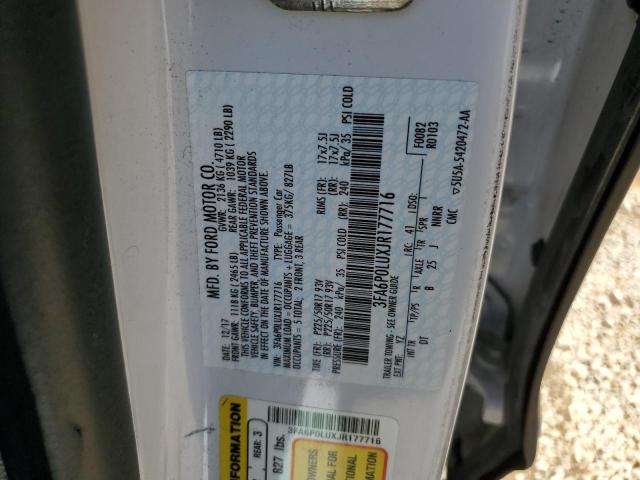 2018 FORD FUSION SE - 3FA6P0LUXJR177716