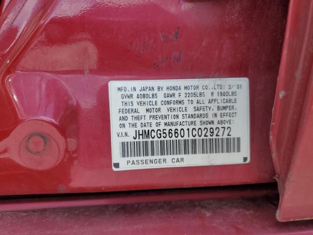 2001 Honda Accord Ex VIN: JHMCG56601C029272 Lot: 52226624