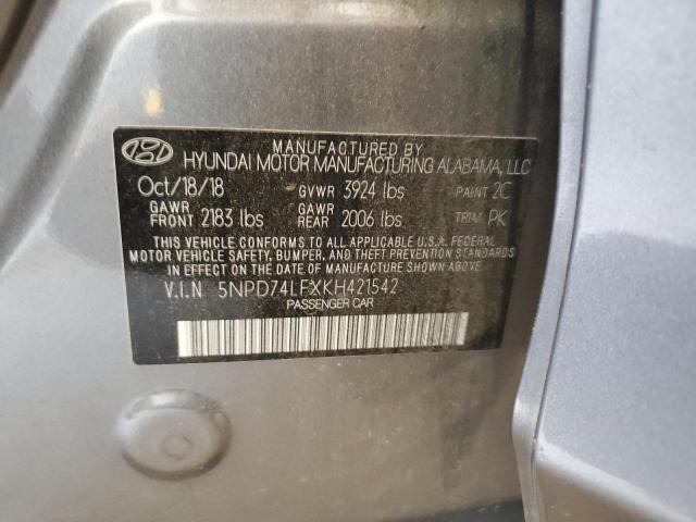 2019 Hyundai Elantra Se VIN: 5NPD74LFXKH421542 Lot: 51608414