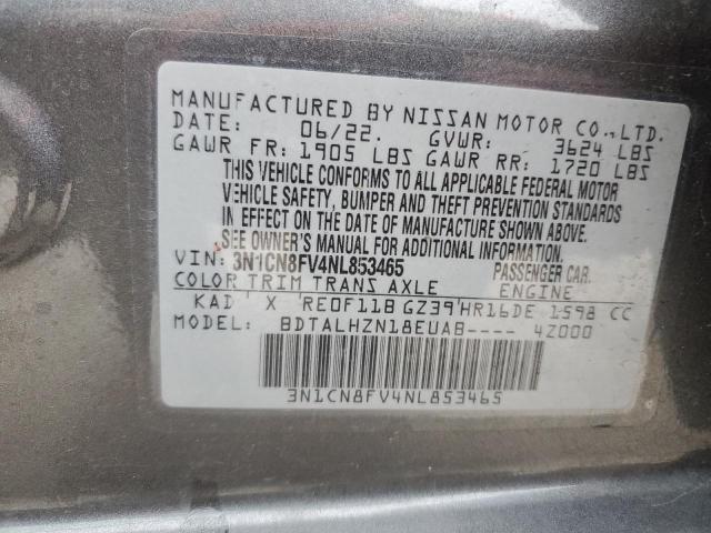 3N1CN8FV4NL853465 2022 Nissan Versa Sr