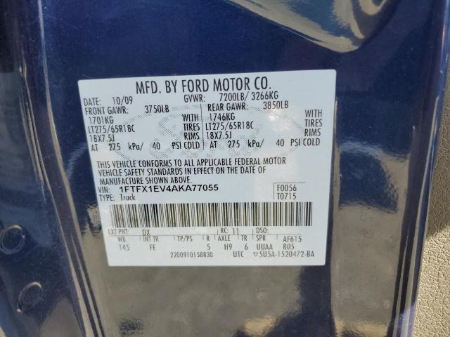 2010 Ford F150 Super Cab VIN: 1FTFX1EV4AKA77055 Lot: 52462474