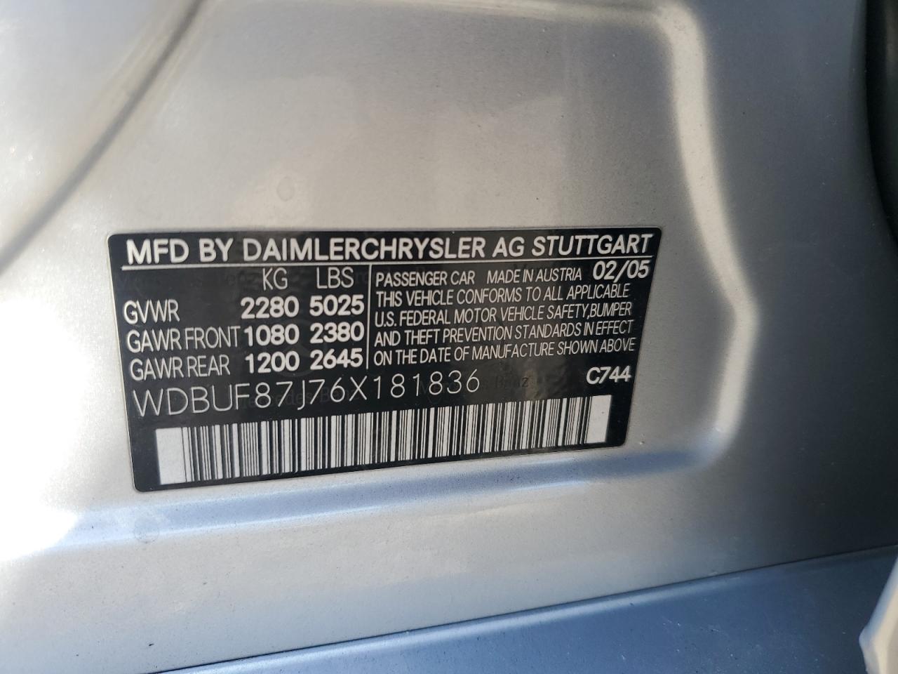 WDBUF87J76X181836 2006 Mercedes-Benz E 350 4Matic