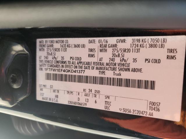 2016 Ford F150 Supercrew VIN: 1FTFW1EF4GKD41377 Lot: 49206884