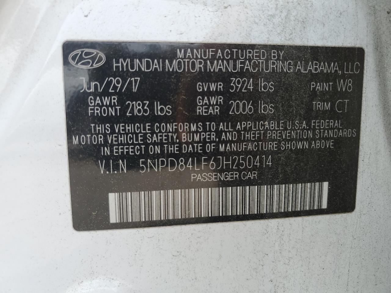 5NPD84LF6JH250414 2018 Hyundai Elantra Sel