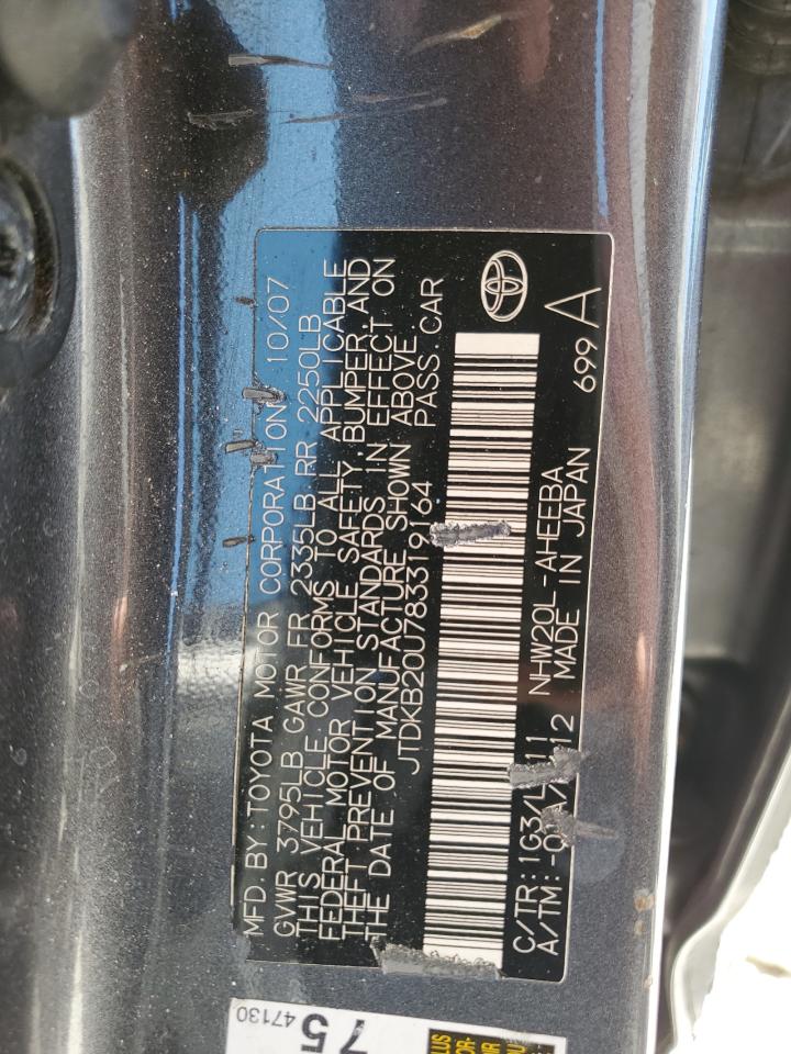 JTDKB20U783319164 2008 Toyota Prius