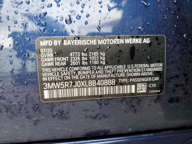 VIN 3MW5R7J0XL8B40888 2020 BMW 3 Series, 330XI no.12