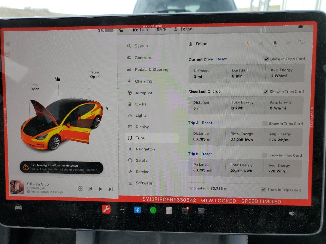 2022 Tesla Model 3 vin: 5YJ3E1EC8NF330842