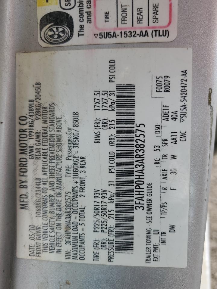 3FAHP0HA3AR382575 2010 Ford Fusion Se
