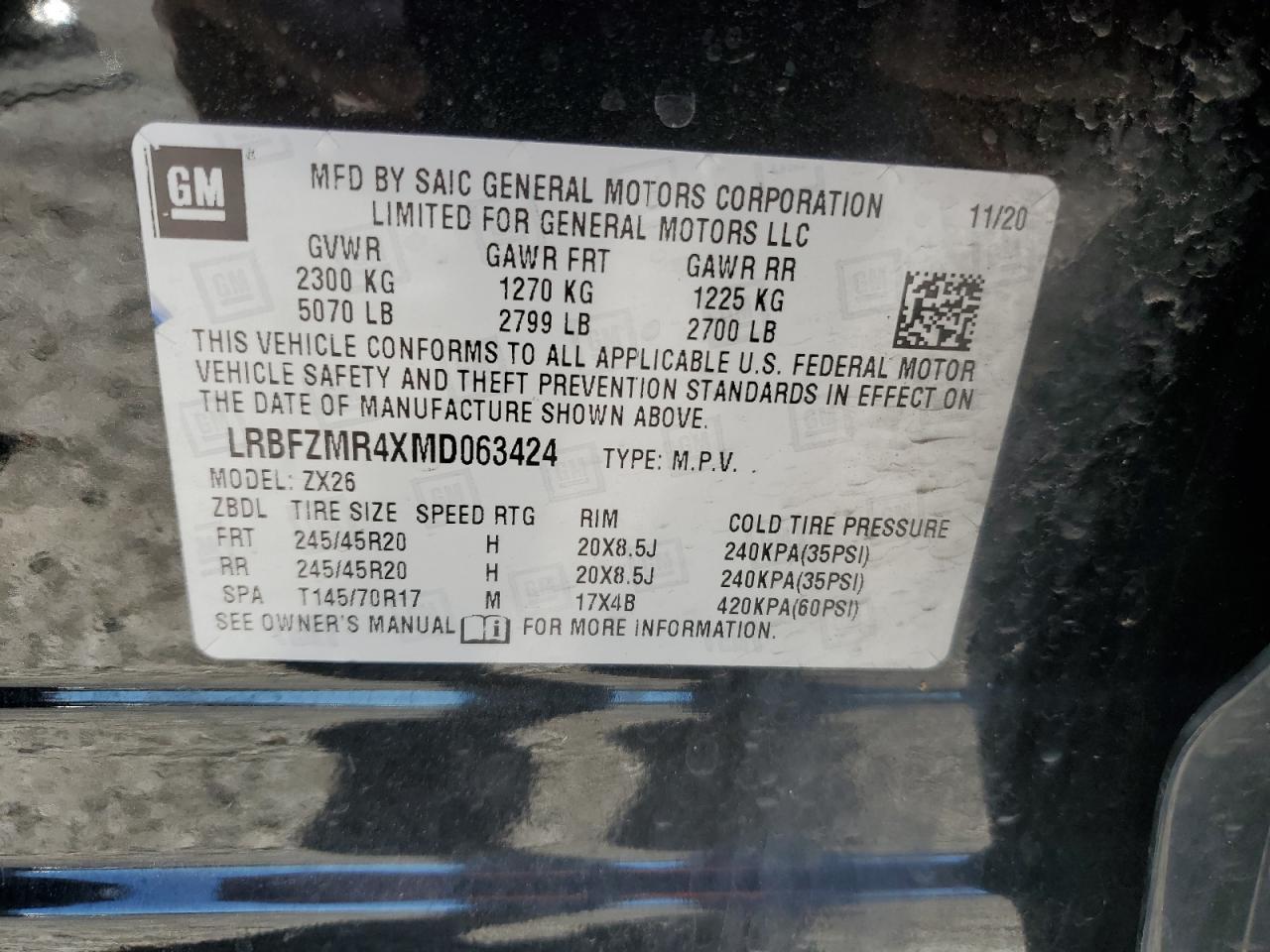 LRBFZMR4XMD063424 2021 Buick Envision Preferred