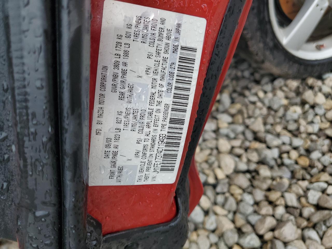 JM1FE173740119493 2004 Mazda Rx8