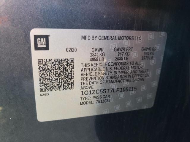 2020 Chevrolet Malibu Ls VIN: 1G1ZC5ST7LF105115 Lot: 51954294