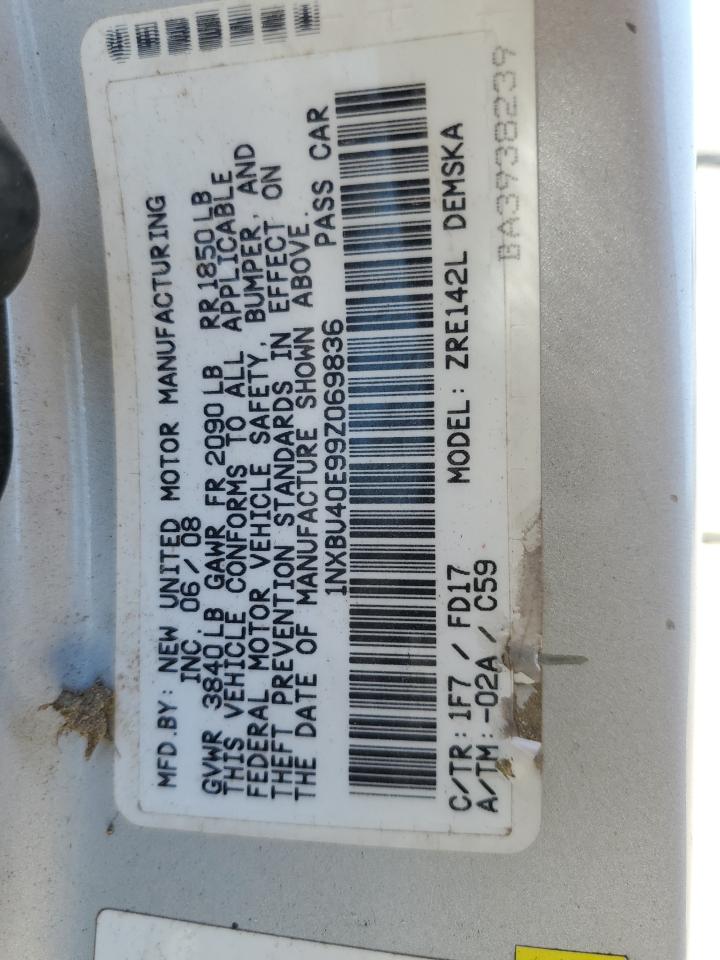 1NXBU40E99Z069836 2009 Toyota Corolla Base