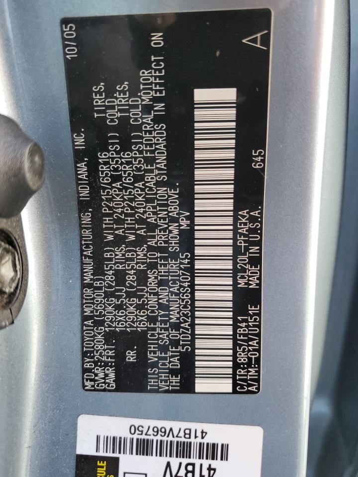 5TDZA23C56S407145 2006 Toyota Sienna Ce