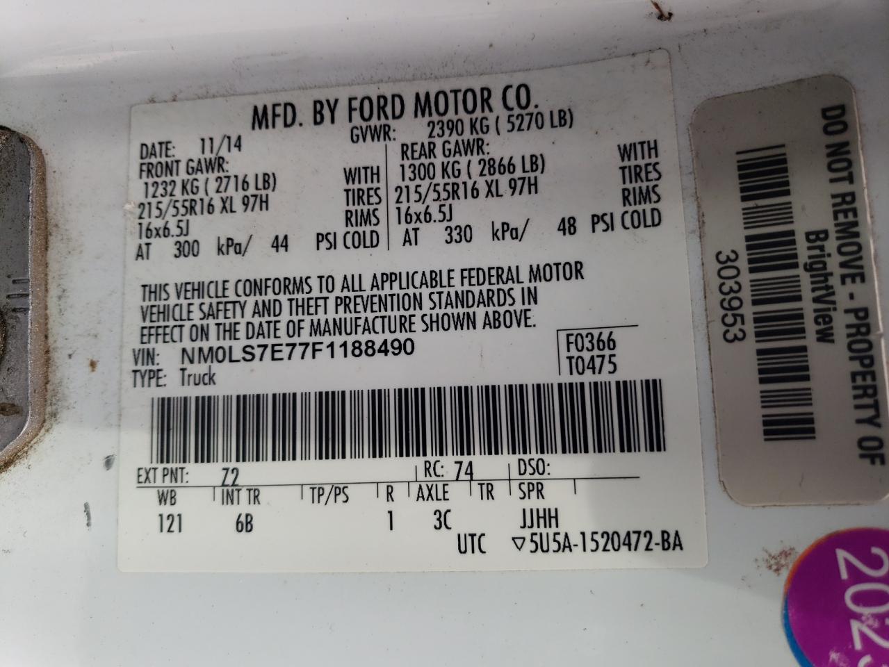 NM0LS7E77F1188490 2015 Ford Transit Connect Xl