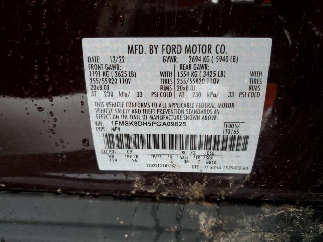 2023 Ford Explorer Xlt VIN: 1FMSK8DH5PGA09825 Lot: 49374074