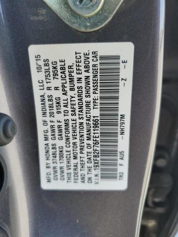 19XFB2F76FE119661 | 2015 Honda civic se