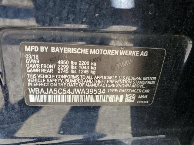 VIN WBAJA5C54JWA39534 2018 BMW 5 Series, 530 I no.12