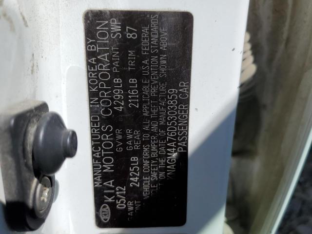 2013 Kia Optima Lx VIN: KNAGM4A76D5303859 Lot: 50533714