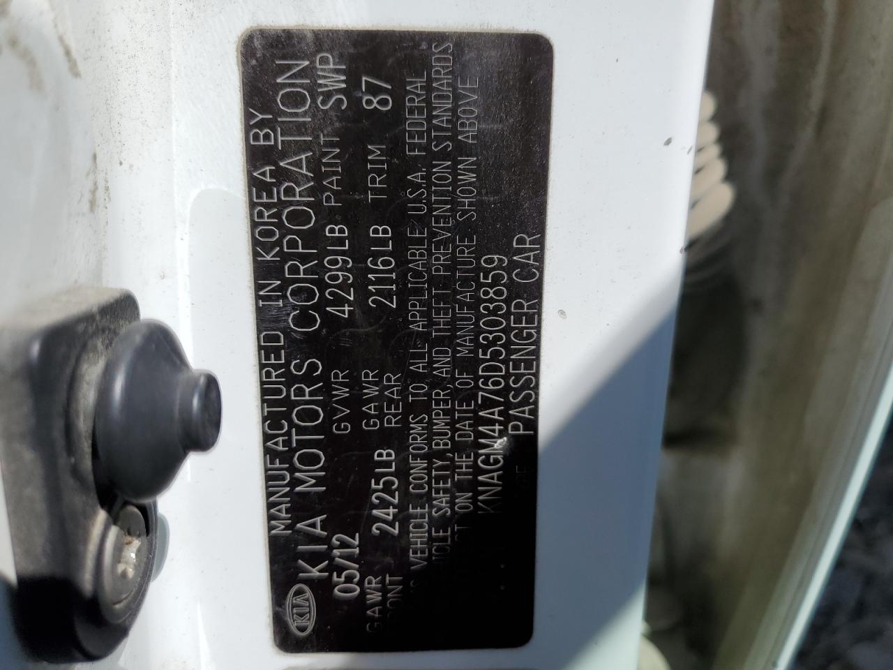 KNAGM4A76D5303859 2013 Kia Optima Lx