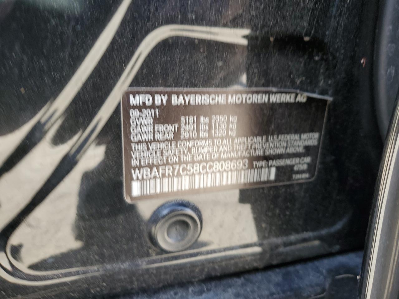 WBAFR7C58CC808693 2012 BMW 535 I