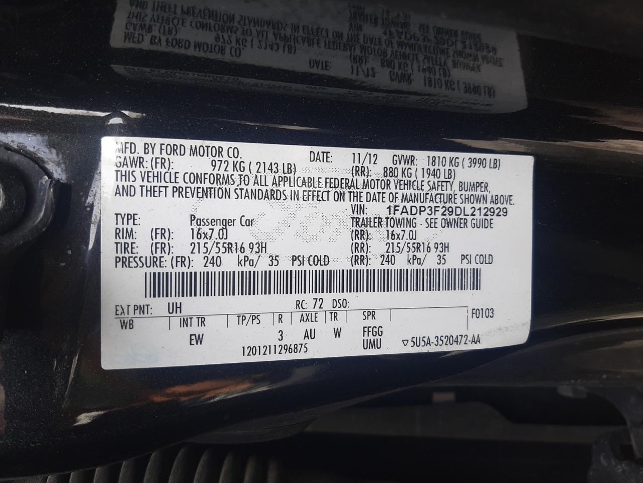 1FADP3F29DL212929 2013 Ford Focus Se