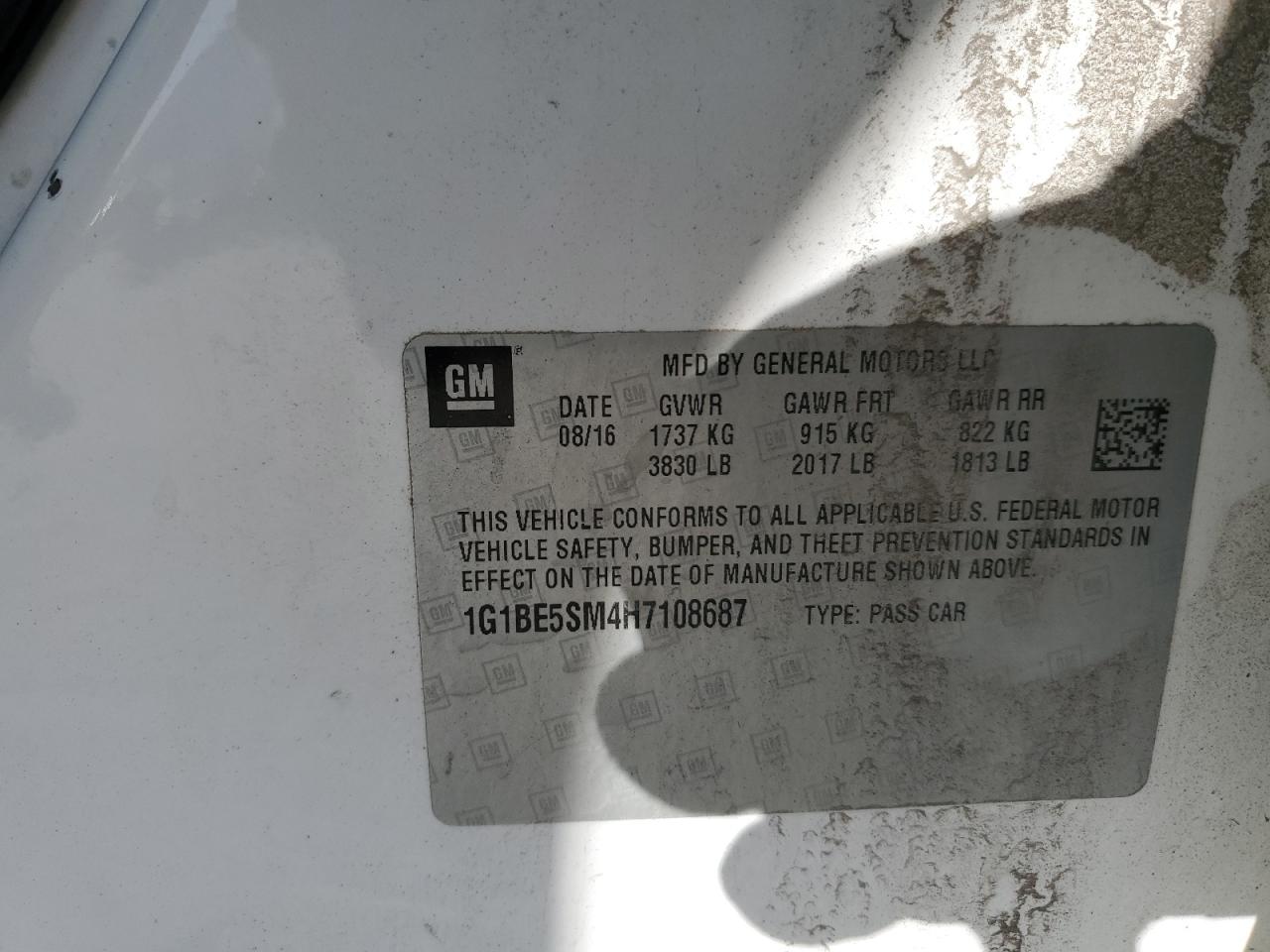 1G1BE5SM4H7108687 2017 Chevrolet Cruze Lt