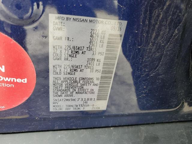 2017 Nissan Rogue Sv VIN: 5N1AT2MV3HC731881 Lot: 51447614