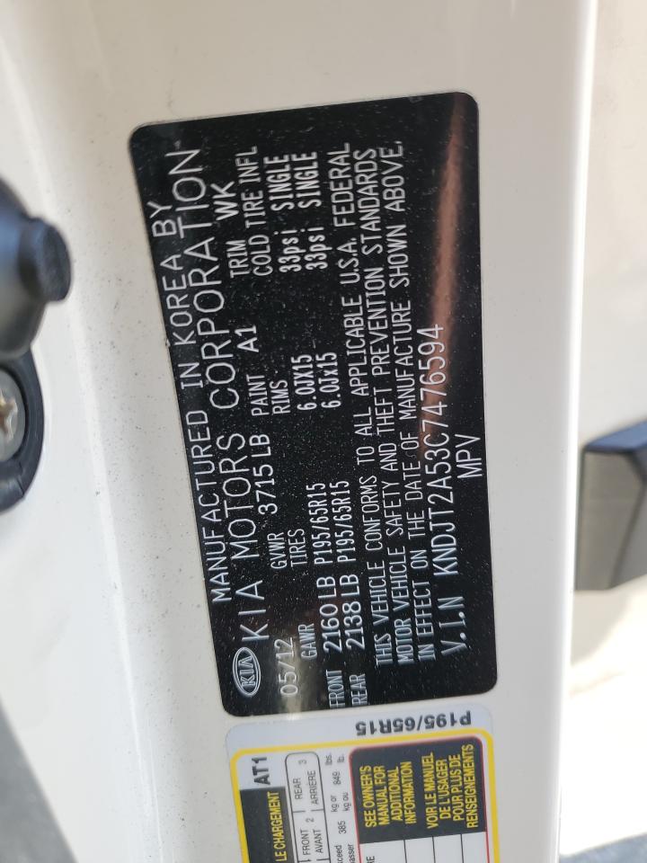 KNDJT2A53C7476594 2012 Kia Soul