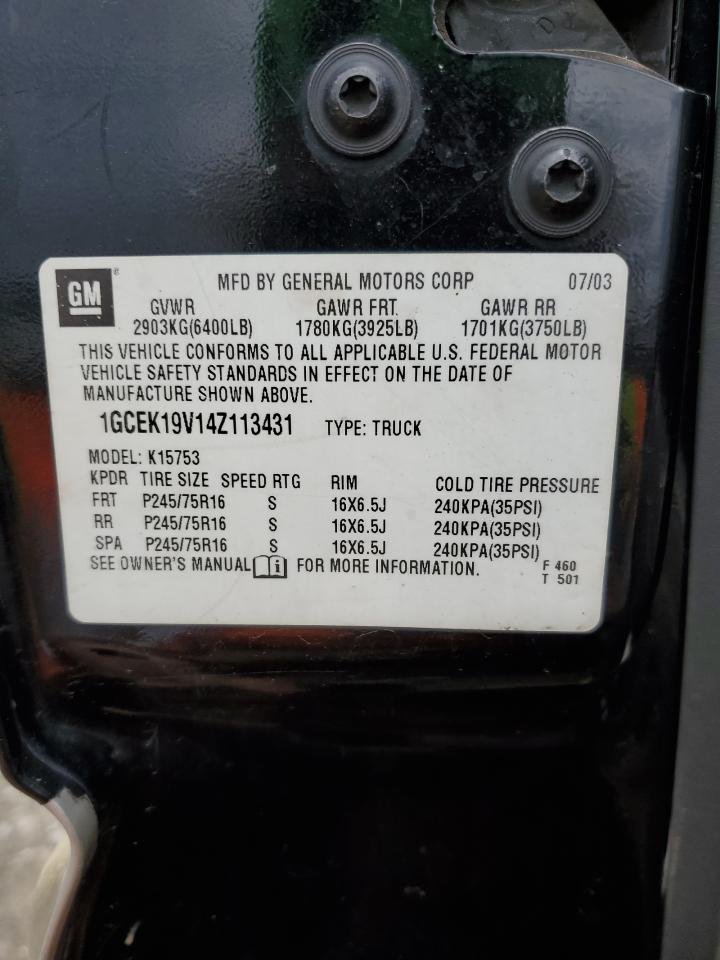 1GCEK19V14Z113431 2004 Chevrolet Silverado K1500