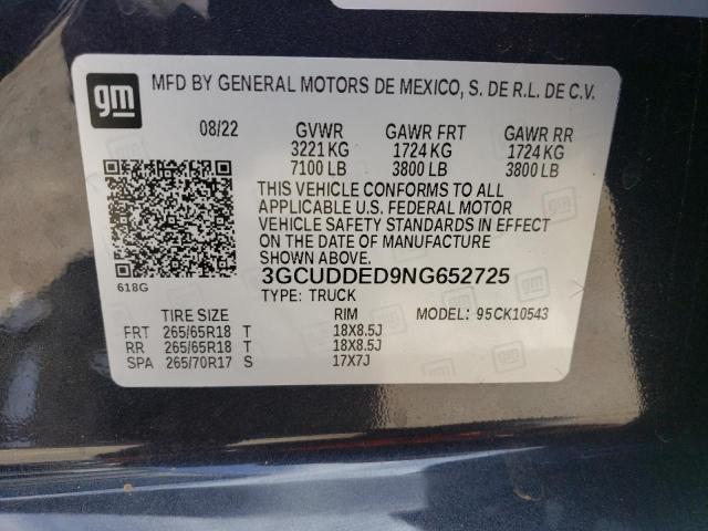 3GCUDDED9NG652725 Chevrolet All Models SILVERADO 12