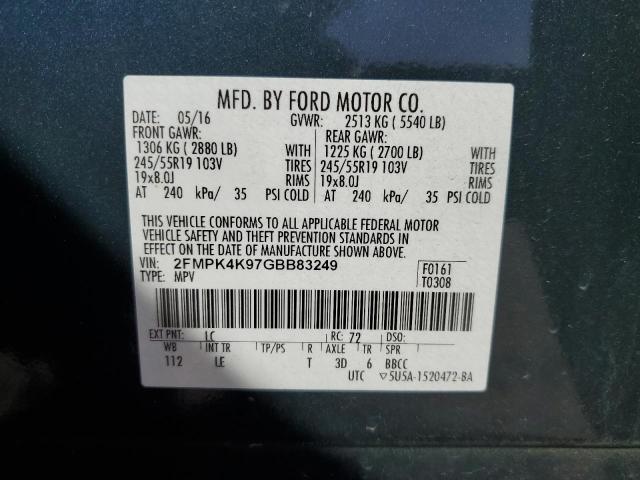 2016 Ford Edge Titanium VIN: 2FMPK4K97GBB83249 Lot: 51867264