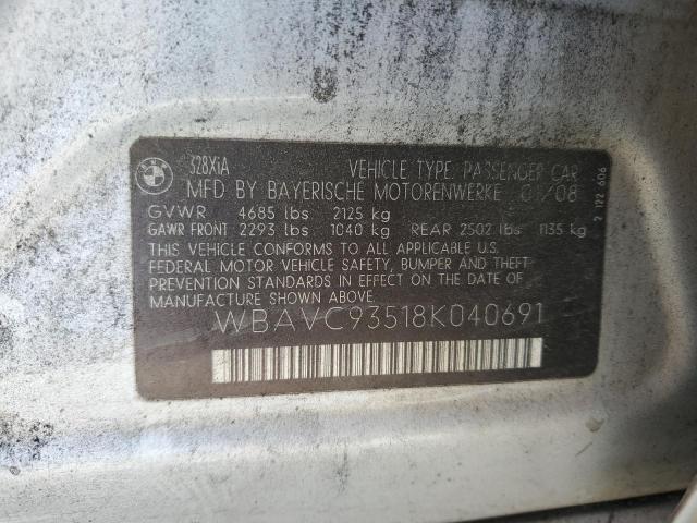 2008 BMW 328 Xi VIN: WBAVC93518K040691 Lot: 52917314