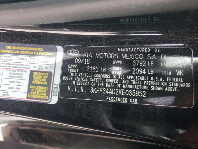 VIN 3KPF34AD2KE035952 2019 KIA Forte, Gt Line no.12