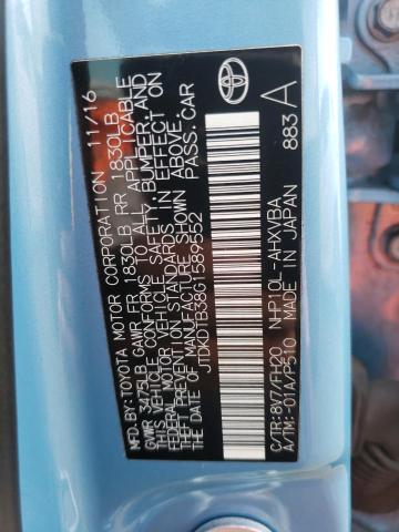 2016 Toyota Prius C VIN: JTDKDTB38G1589552 Lot: 50280854