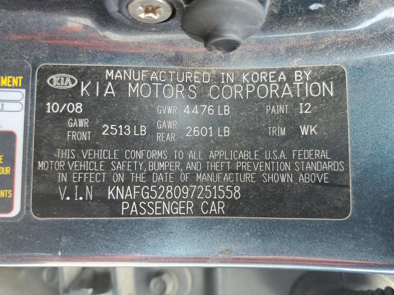 KNAFG528097251558 2009 Kia Rondo Base