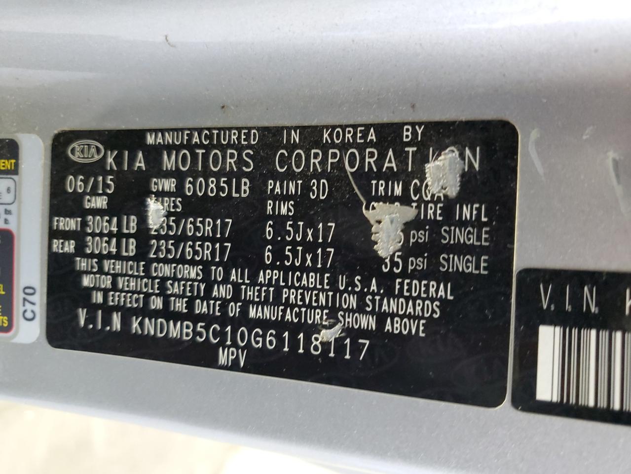 KNDMB5C10G6118117 2016 Kia Sedona Lx