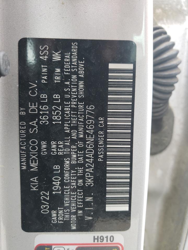 3KPA24AD6NE469776 2022 Kia Rio Lx