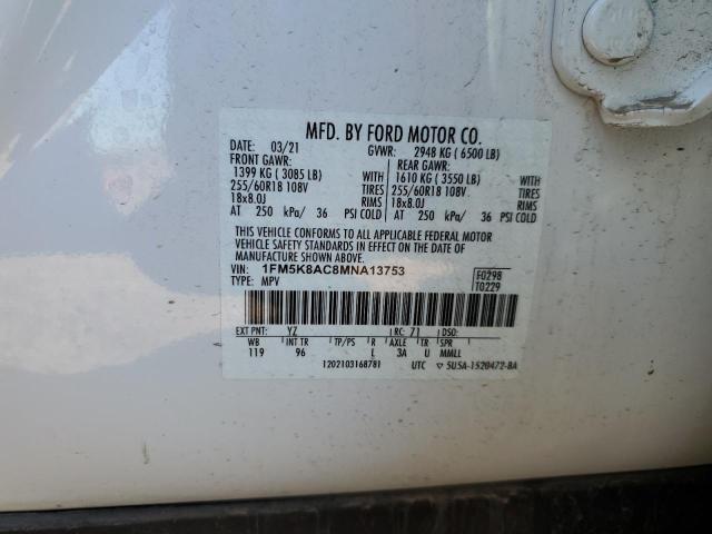 2021 Ford Explorer Police Interceptor VIN: 1FM5K8AC8MNA13753 Lot: 50554184