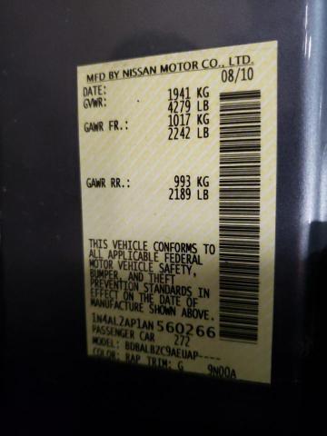 2010 Nissan Altima Base VIN: 1N4AL2AP1AN560266 Lot: 49786254